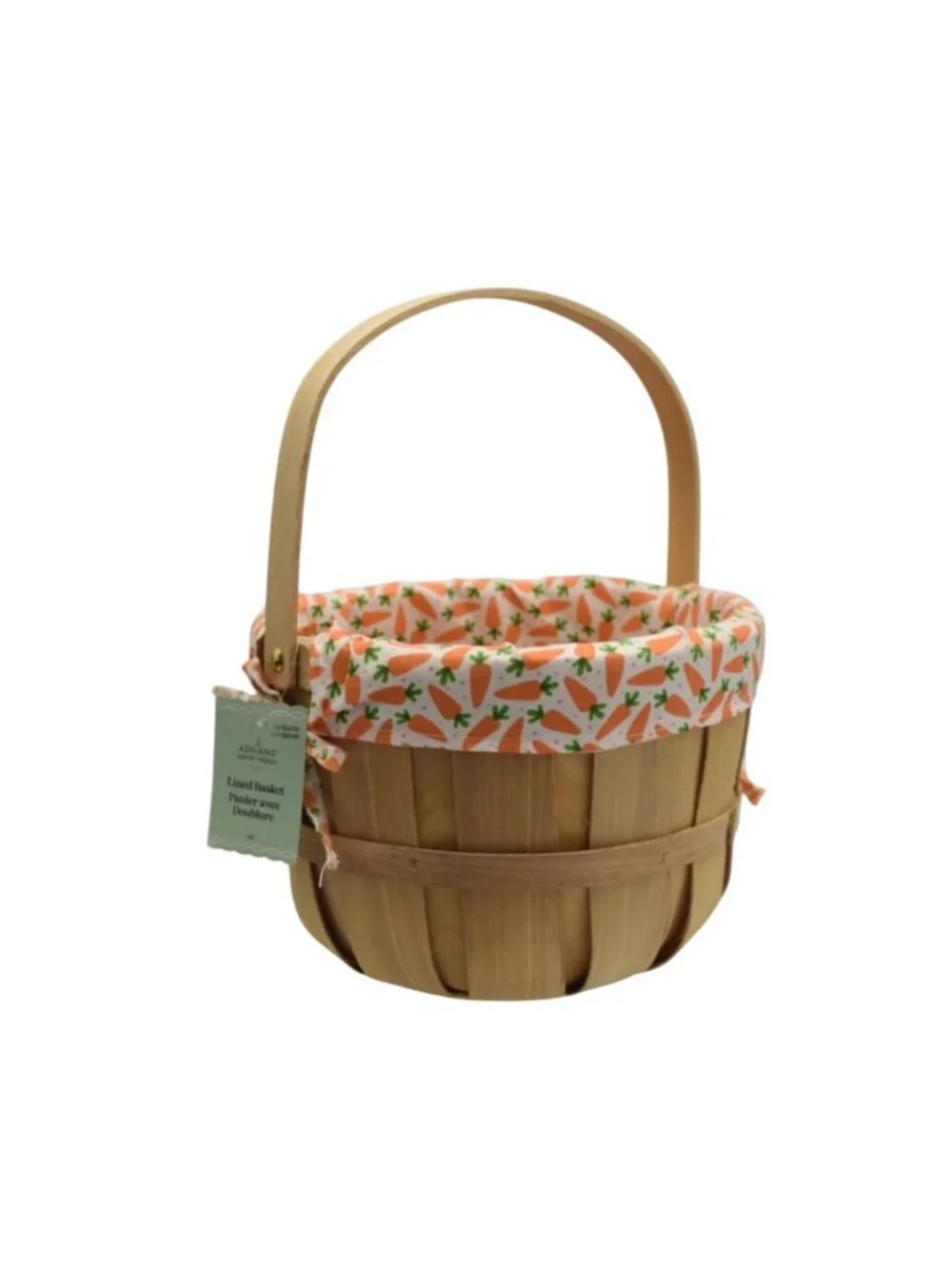 Ashland Wooden Basket Removable Carrot Fabric Liner Easter Egg Hunt Spring 9